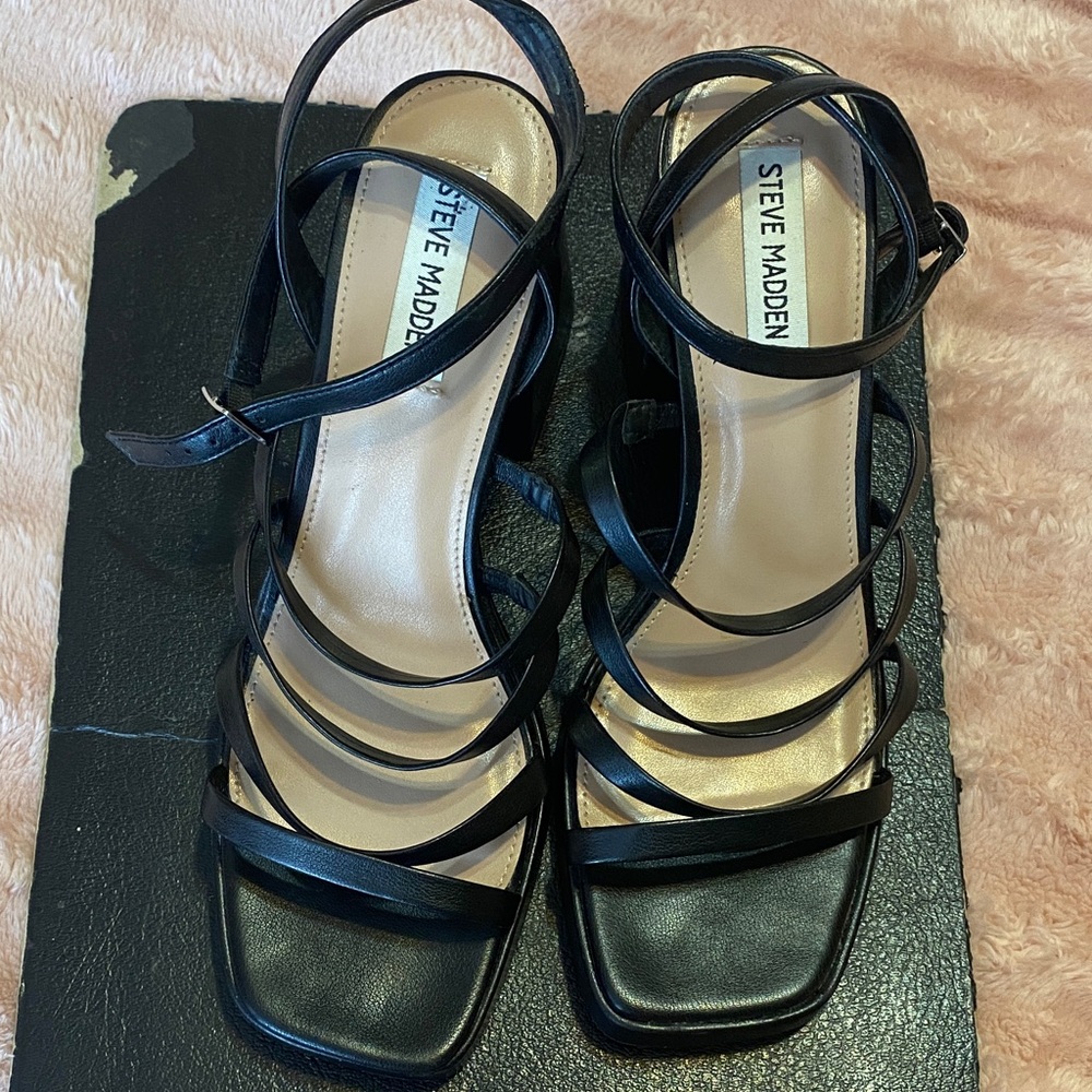 Steve Madden Black Strappy Heels